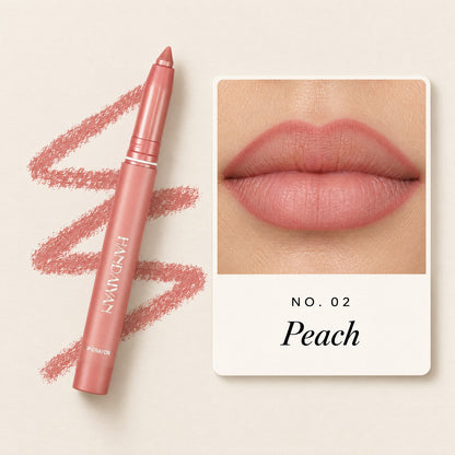 Shade 02 Peach: lip liner on lips and the Lock-In stick