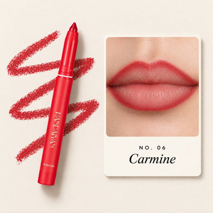 Shade 06 Carmine: lip liner on lips and the Lock-In stick