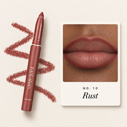 Shade 10 Rust: lip liner on lips and the Lock-In stick