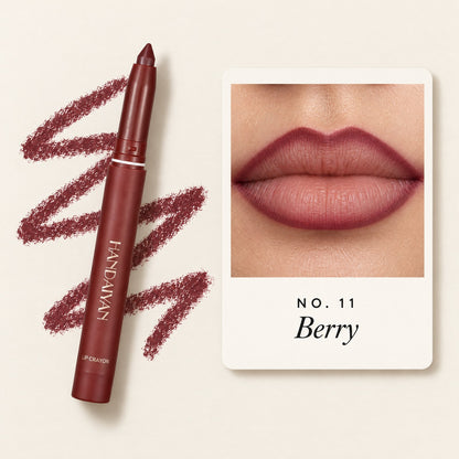 Shade 11 Berry: lip liner on lips and the Lock-In stick
