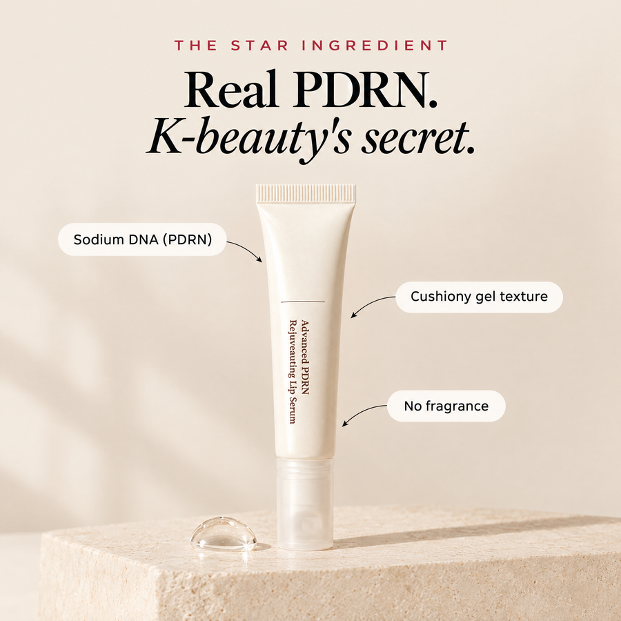 kin PDRN Lip Serum: real PDRN, cushiony gel texture, no fragrance